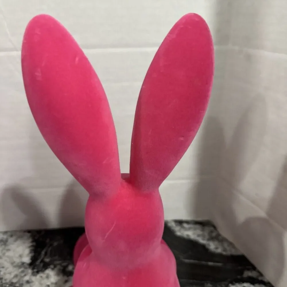 Bath & Body Works Bunny Rabbit Flocked Pink 3 Wick Candle Holder